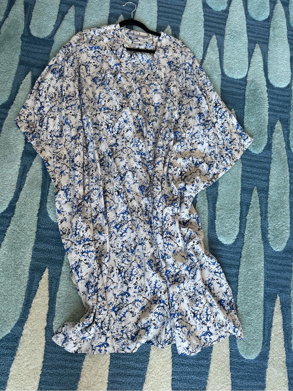 Abstract Print Maxi Silk Kaftan